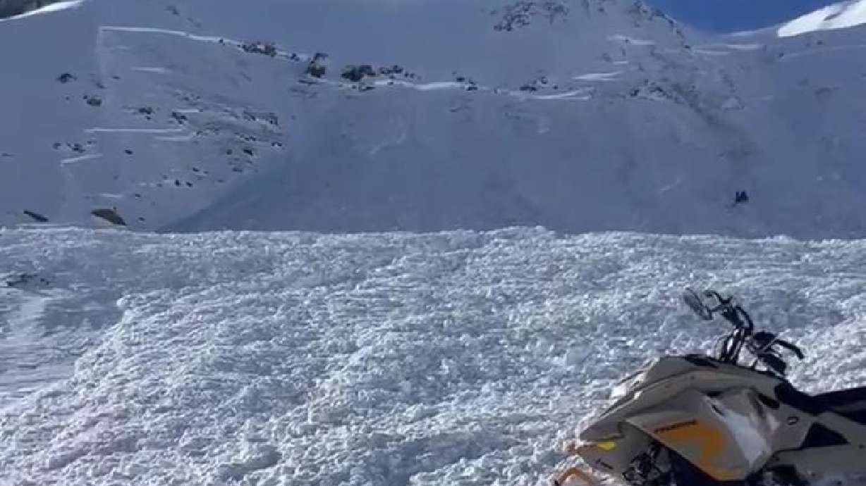 Snow debris from an avalanche on the east face near Laurel Peak on Saturday. Utah Avalanche Center officials said the larger avalanche partially buried a rider on Friday.