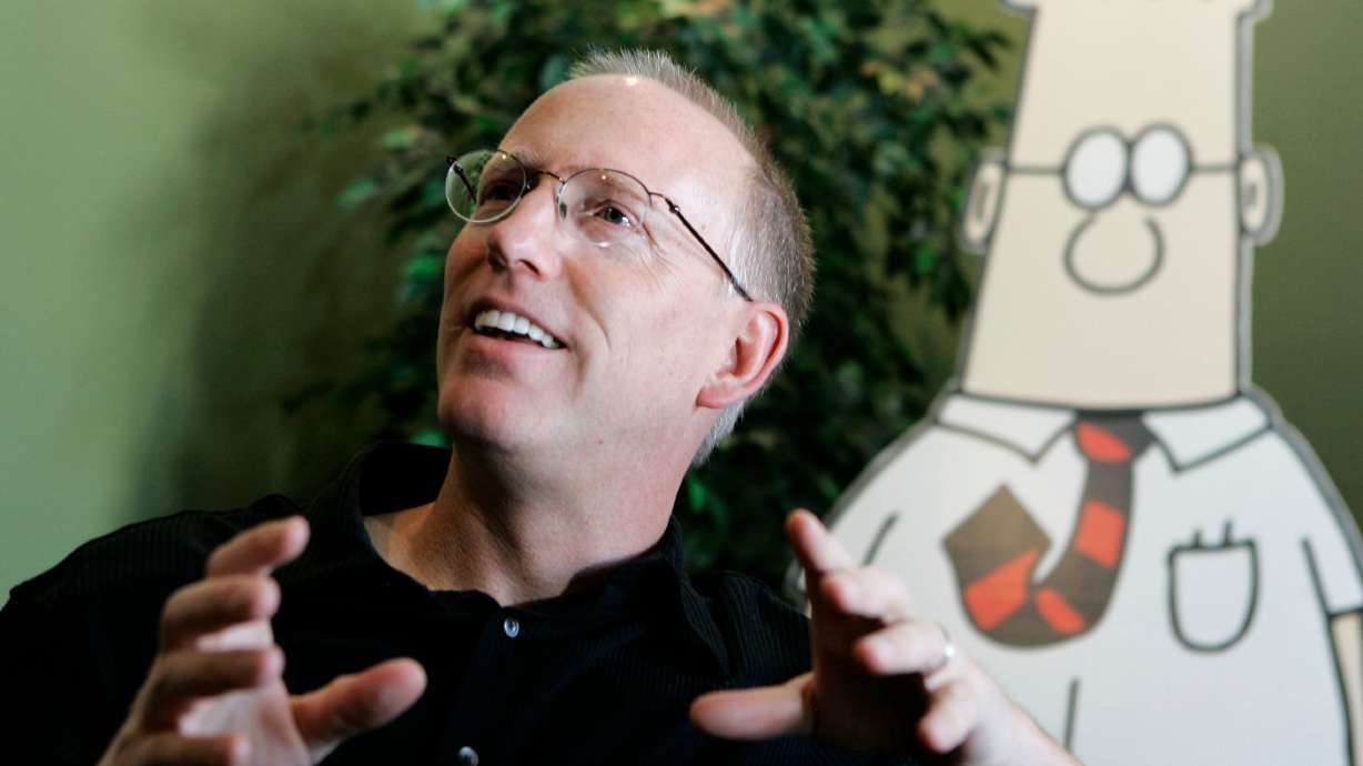 Scott Adams, creator of the comic strip Dilbert, talks about his work at his studio in Dublin, Calif., on Oct. 26, 2006. He died Tuesday. He was 68.