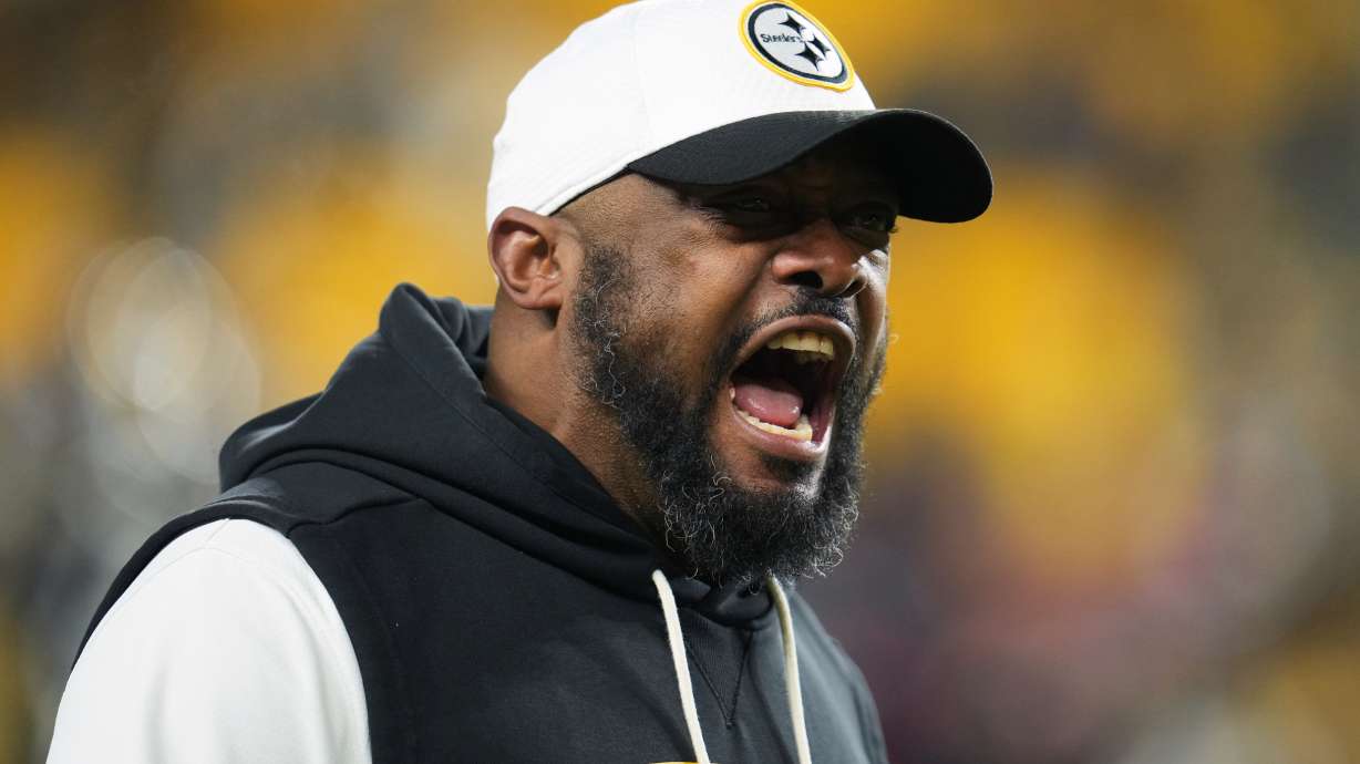 Pittsburgh Steelers head coach Mike Tomlin yells before an NFL wild-card playoff football game against the Houston Texans, Monday, Jan. 12, 2026, in Pittsburgh.
