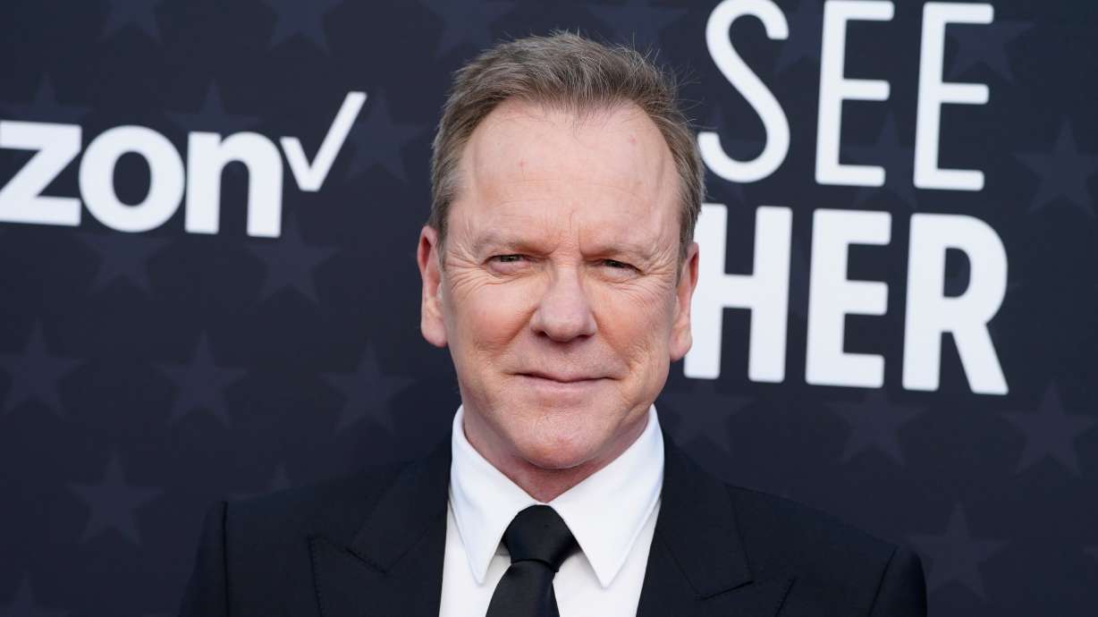 Kiefer Sutherland at the 29th Critics Choice Awards, Jan. 14, 2024, at the Barker Hangar in Santa Monica, Calif. The actor was arrested for investigation of criminal threats early Monday after Los Angeles police say he assaulted a ride-hail driver.