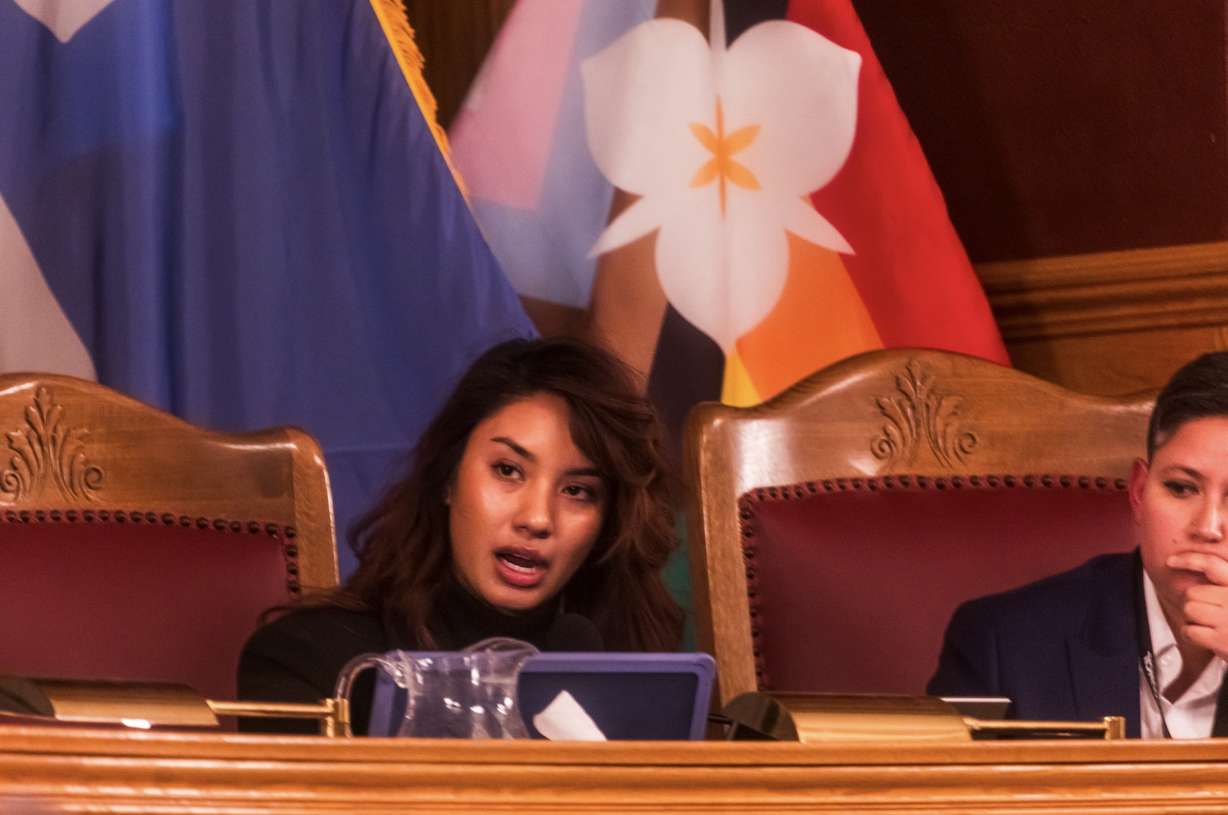 Salt Lake City Councilwoman Eva Lopez Chavez speaks during a Salt Lake City Council meeting at the Salt Lake City-County Building in Salt Lake City on Tuesday.