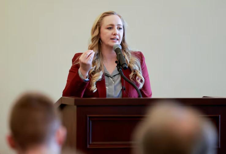 Rep. Candice Pierucci, R-Herriman, speaks during a meeting to preview proposed legislation for the upcoming 2026 legislative session related to housing affordability and availability at the Capitol in Salt Lake City on Tuesday.