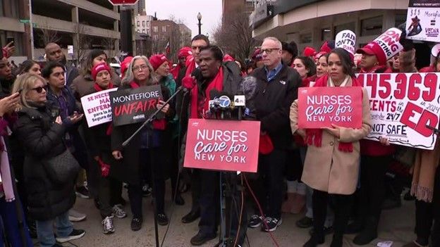 Nearly 15,000 nurses across three major hospitals are demanding better staffing levels, health care benefits and improvements to workplace safety. The New York State Nurses Association accused three major hospital systems of refusing to compromise on the issues.