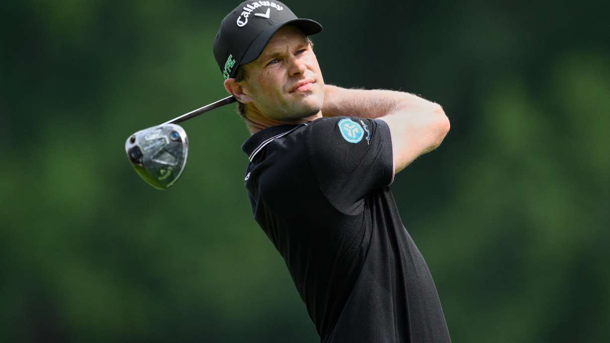 FILE - Thomas Detry, of Belgium, hits from the seventh tee during the first round of the BMW Championship golf tournament Thursday, Aug. 14, 2025, in Owings Mills, Md.