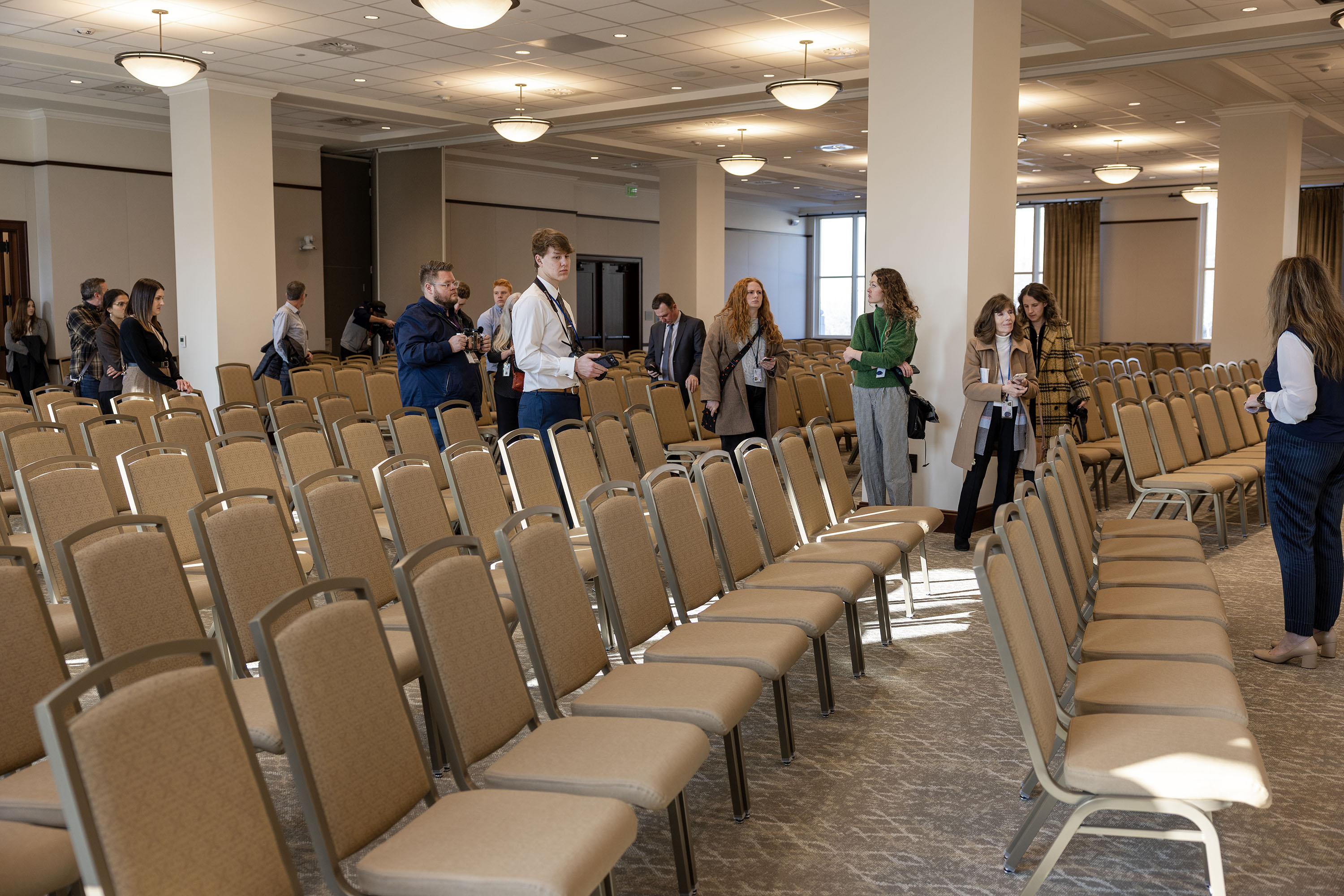 Members of the media tour a conference center of the North Capitol Building in Salt Lake City on Wednesday.