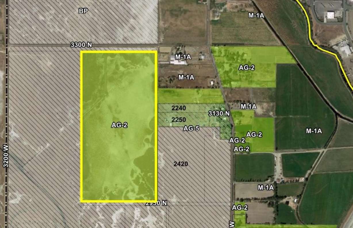 This map shows where the 80-acre parcel that the Clark and Christine Ivory Foundation owns. The foundation is seeking to rezone the space from agricultural to light industrial.