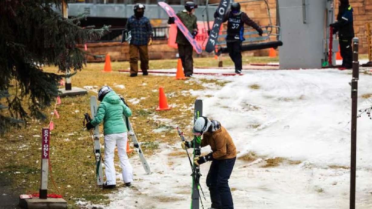 Skiers and snowboarders exit Park City Mountain Resort’s Town Lift along Main Street in Park City on Jan. 2.