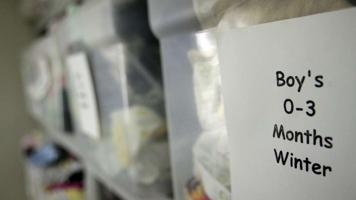 Bins of baby clothes available for donation. A group of local businesses in Tooele County are coming together to hold a winter clothing drive on Saturday, Jan. 31.