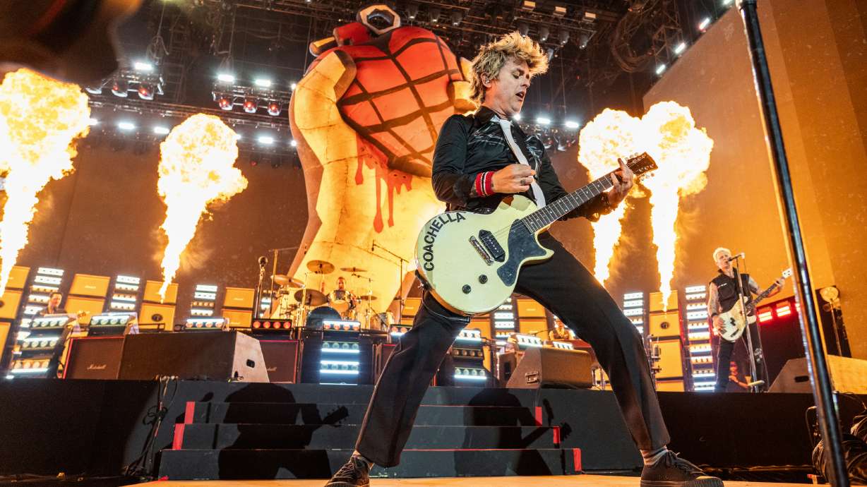 FILE - Billie Joe Armstrong of Green Day performs during the first weekend of the Coachella Valley Music and Arts Festival at the Empire Polo Club on Saturday, April 12, 2025, in Indio, Calif.