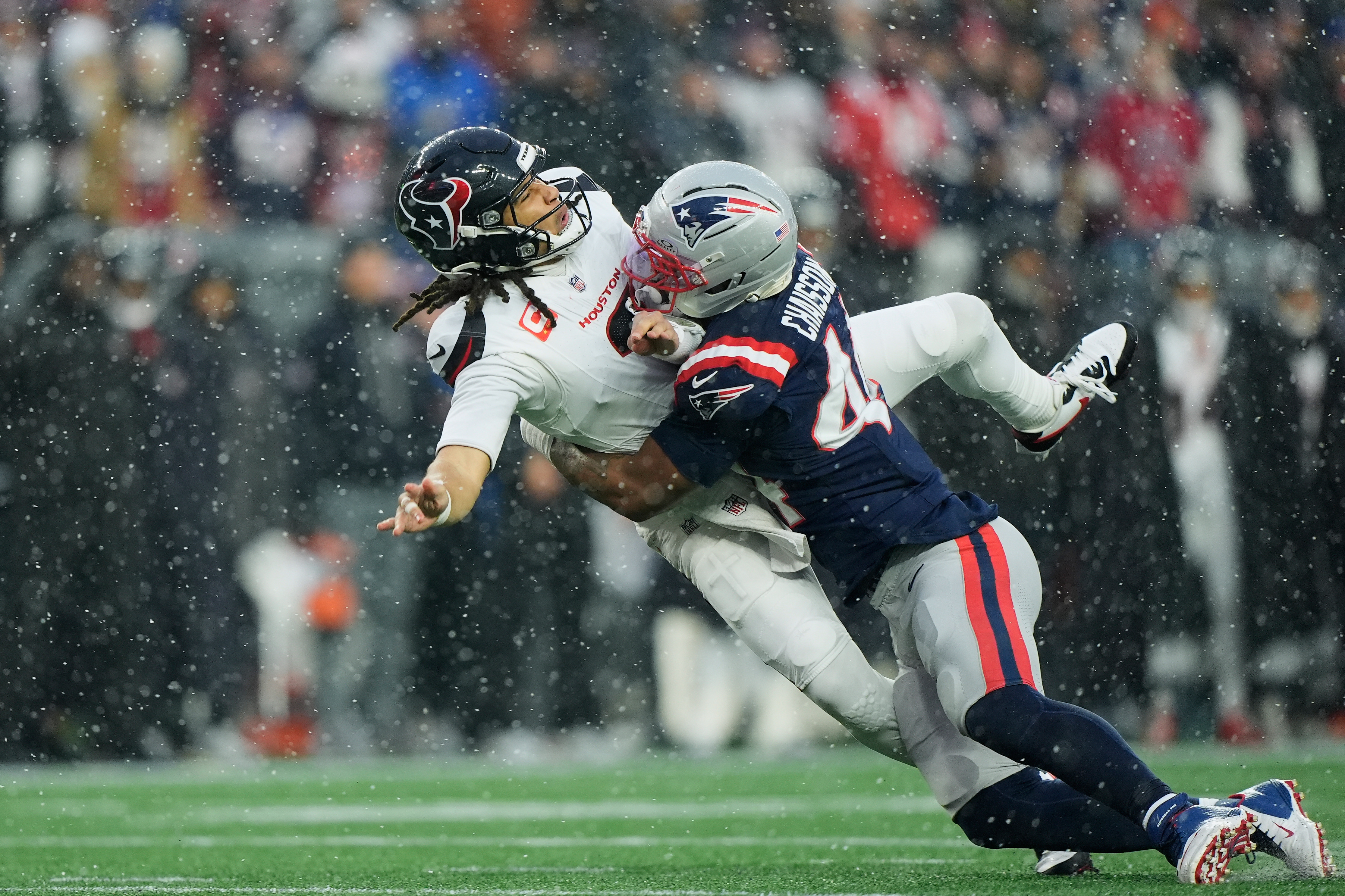 C.J. Stroud's 4 interceptions dig a hole the Texans' defense can't get out of in loss to Patriots