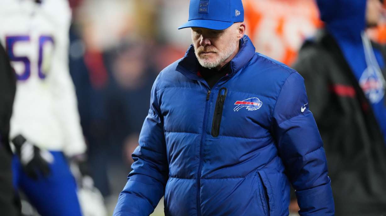 Buffalo Bills head coach Sean McDermott leaves the field after an NFL divisional round playoff football game against the Denver Broncos, Wednesday, Jan. 17, 2024, in Denver.