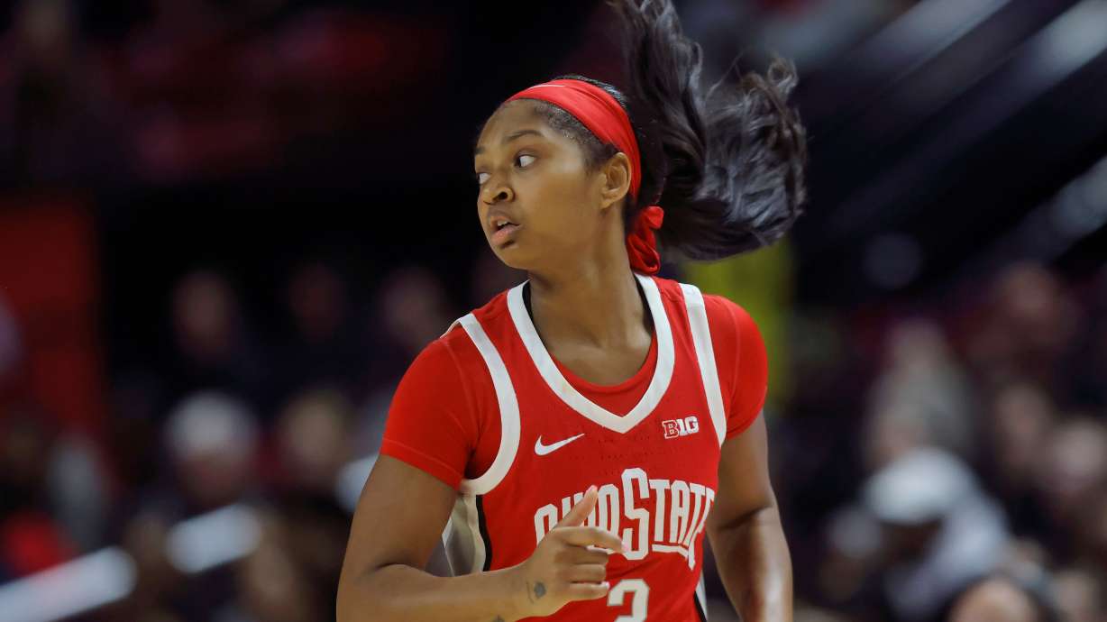 FILE - Ohio State guard Chance Gray (2) runs during an NCAA basketball game against Maryland on Sunday, Jan. 11, 2026, in College Park, Md.