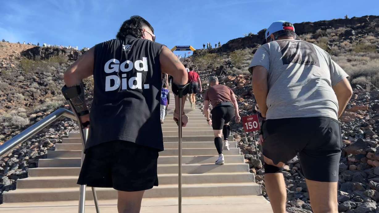 Chase Kelly completed 23 laps of the 300-stair, Dragon Stair Climb Challenge on Jan. 17. Kelly lost his leg in a car accident in 2014.