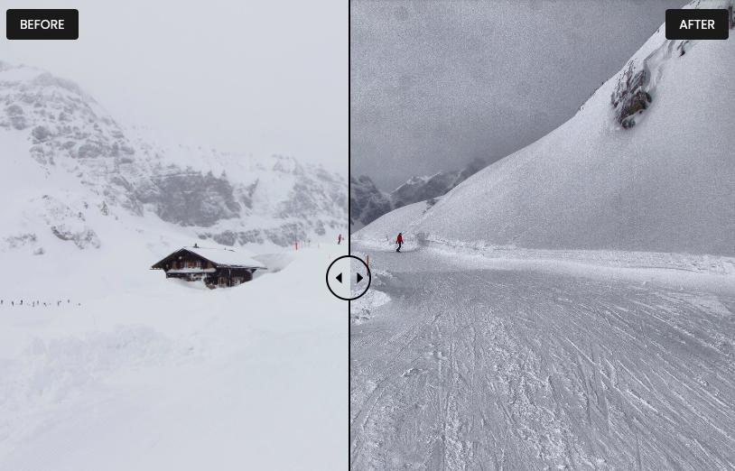 The before and after with Provuu XR goggles, which provide enhanced visibility in all conditions, according to  Provuu.