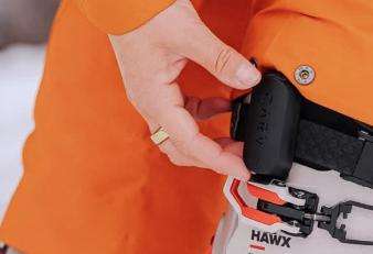 A clip-on device tracks every run, showing how the user is skiing, providing real-time feedback.