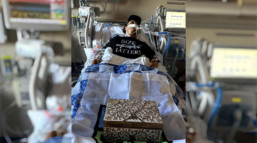 Titus Freeman in the hospital. Freeman died after a dirt bike crash in October, but was able to save seven lives through organ donation.