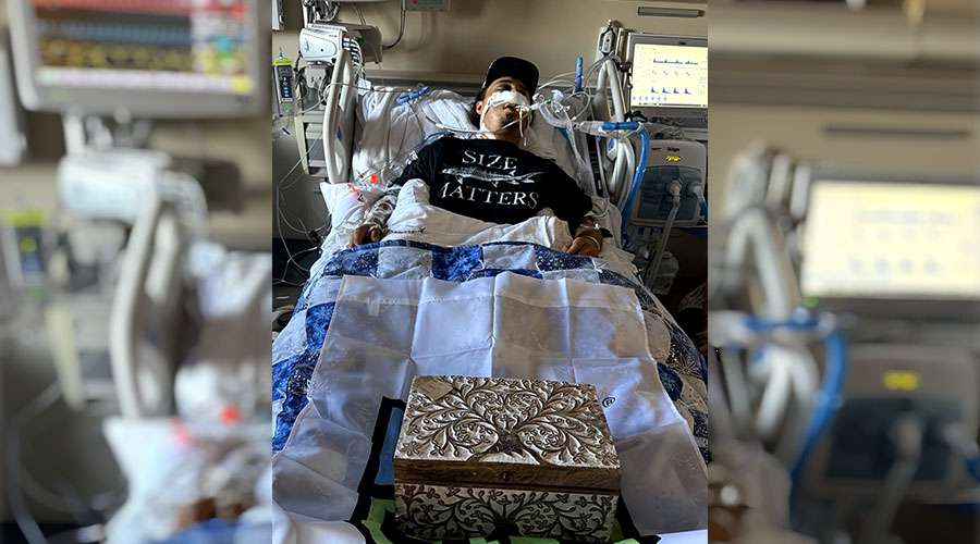 Titus Freeman in the hospital. Freeman died after a dirt bike crash in October, but was able to save seven lives through organ donation.