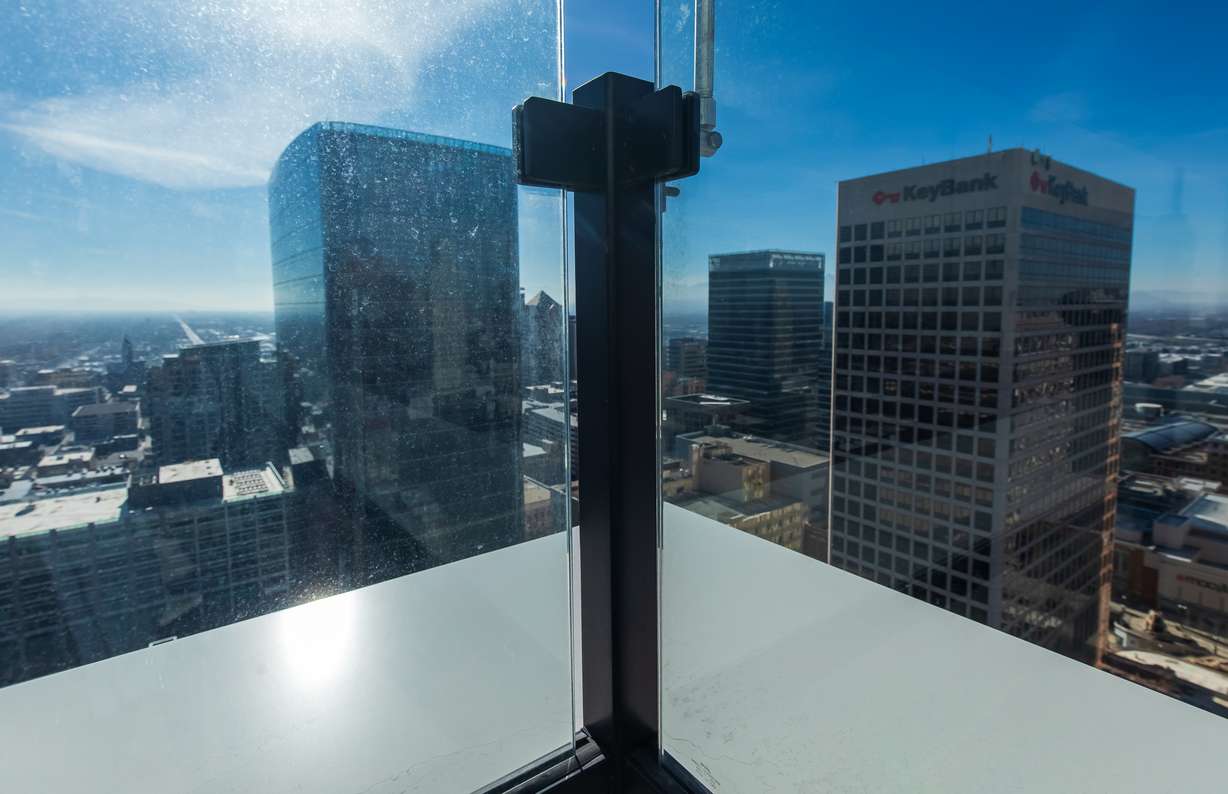 A view of downtown Salt Lake City from the 25th-floor deck at Seraph at South Temple on Tuesday. The deck was made available by rearranging mechanical equipment stored atop the building.