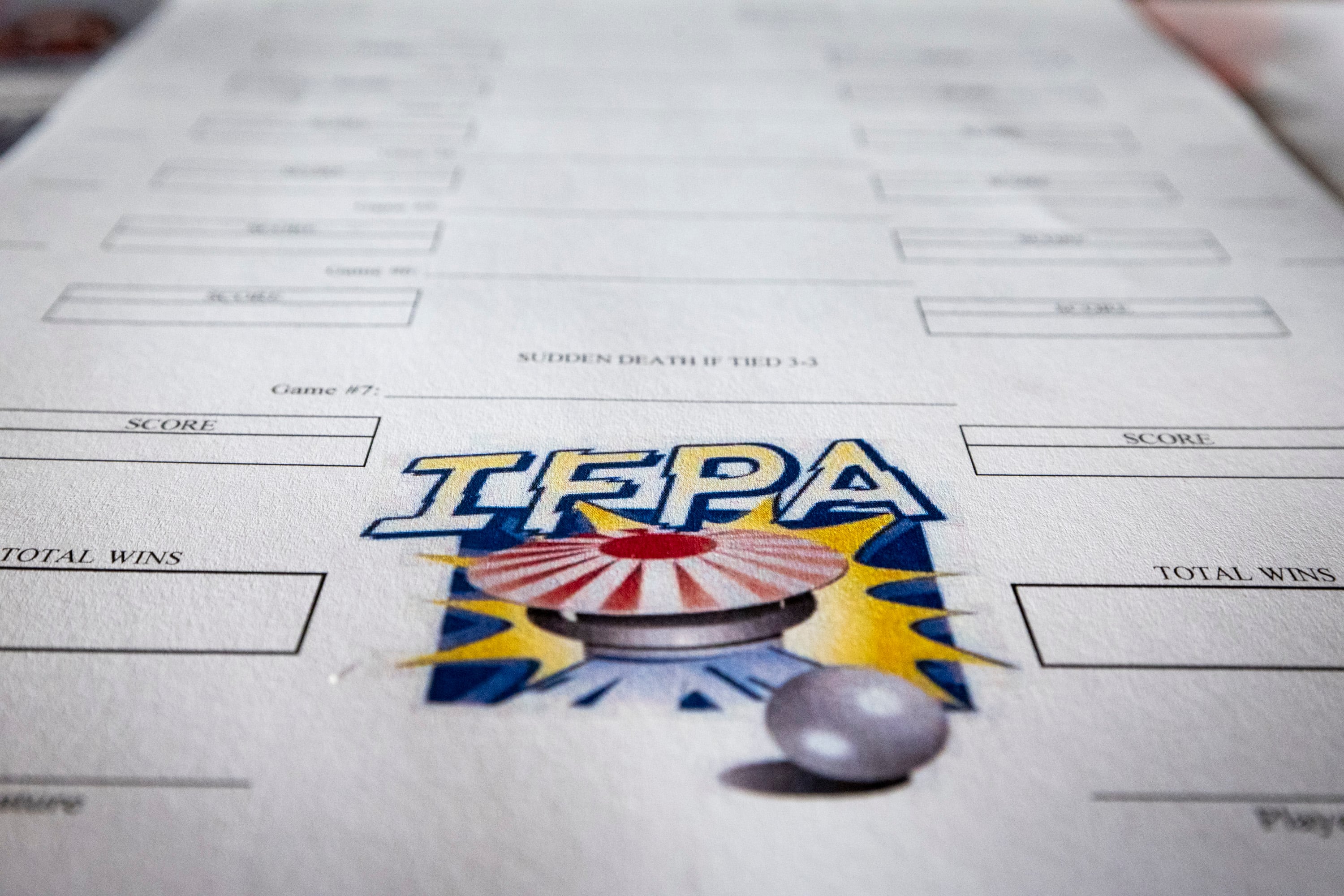 A fresh score sheet awaits use during the 2025 IFPA Utah State Pinball Championship held at Kiitos Brewing in Salt Lake City on Saturday.