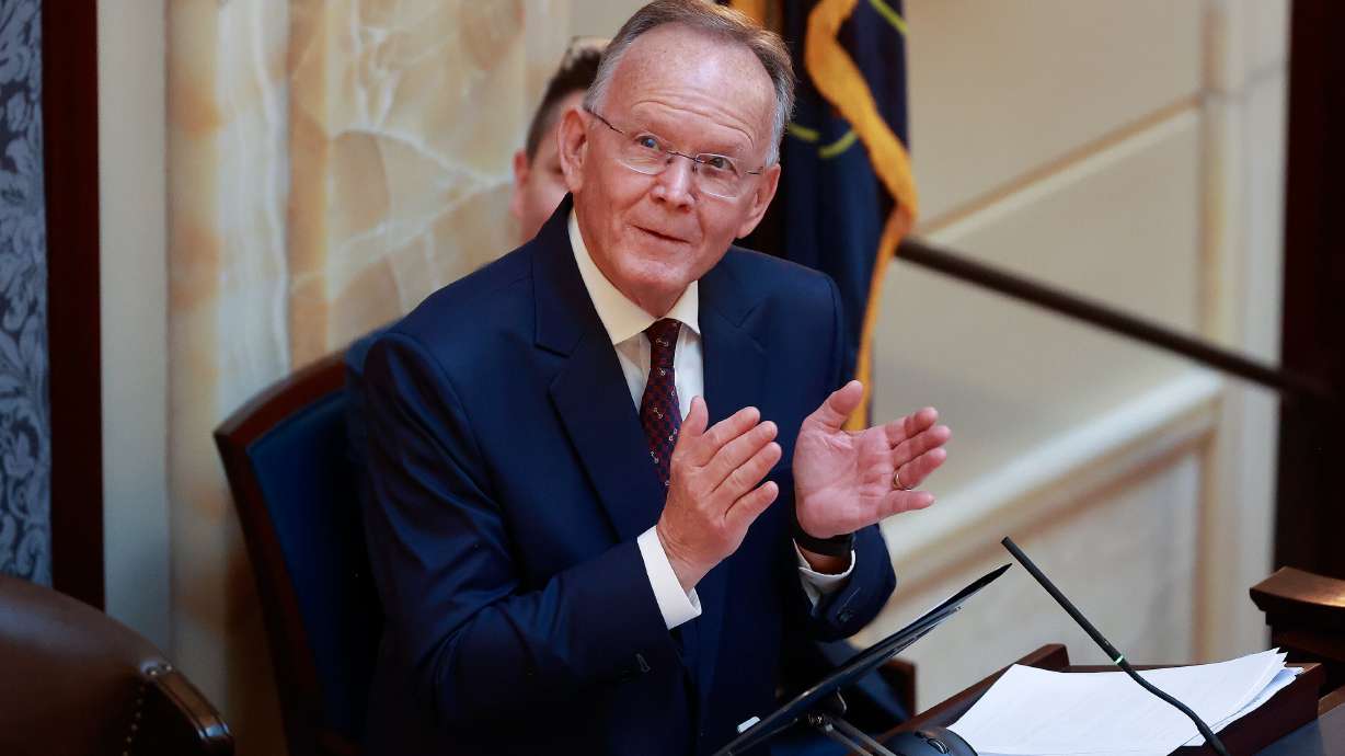 Senate President Stuart Adams, R-Layton, speaks on the opening day of the 2026 legislative session at the Capitol in Salt Lake City on Tuesday.