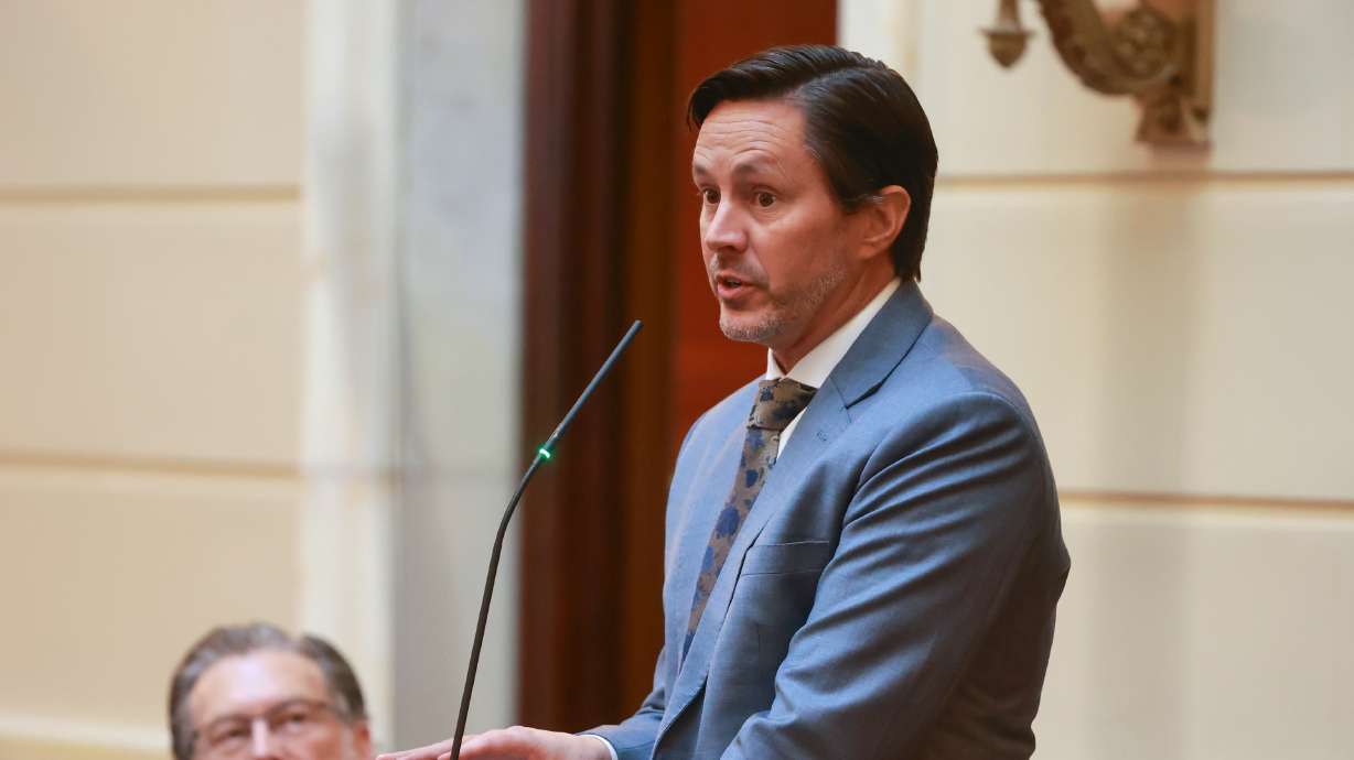 Senate Majority Leader Kirk Cullimore, R-Sandy, speaks on the opening day of the 2026 legislative session at the Capitol in Salt Lake City on Tuesday. Cullimore is sponsoring a bill to make Android the official state mobile operating system.