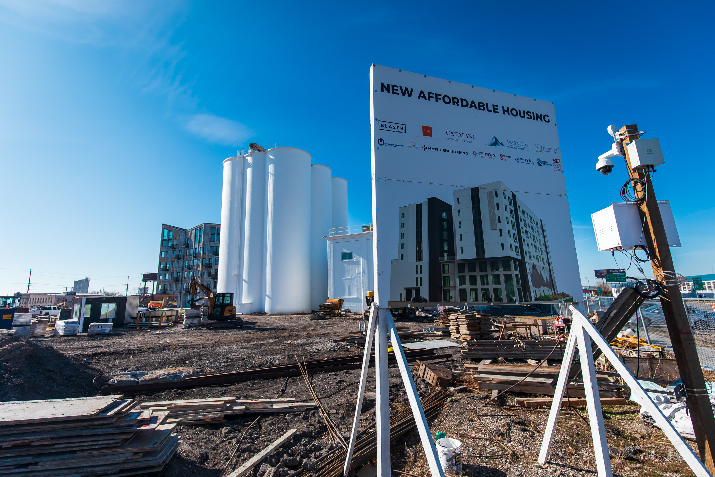 Construction of new buildings for "Silo Park" continues in Salt Lake City's Granary District on Jan. 20.
