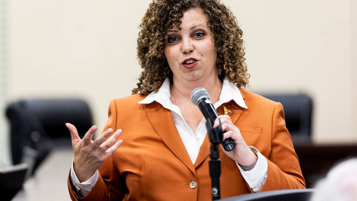 Rep. Celeste Maloy, R-Utah, speaks during an annual Regulatory Reform Summit held by Maloy in the Senate Building of the Capitol in Salt Lake City on Aug. 15, 2025.