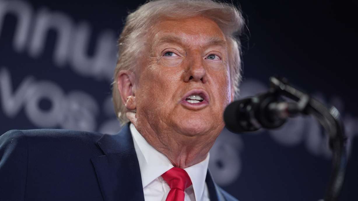 President Donald Trump speaks during a meeting in Davos, Switzerland, Wednesday. Trump posted in support of a Utah effort to overturn the state's anti-gerrymandering law known as Proposition 4.