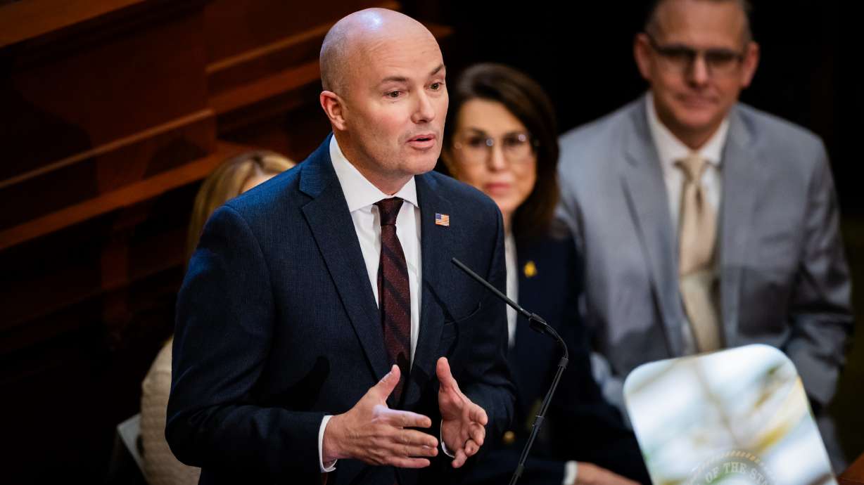 Gov. Spencer Cox delivers his 2026 State of the State address in the House chamber at the Capitol in Salt Lake City on Thursday.
