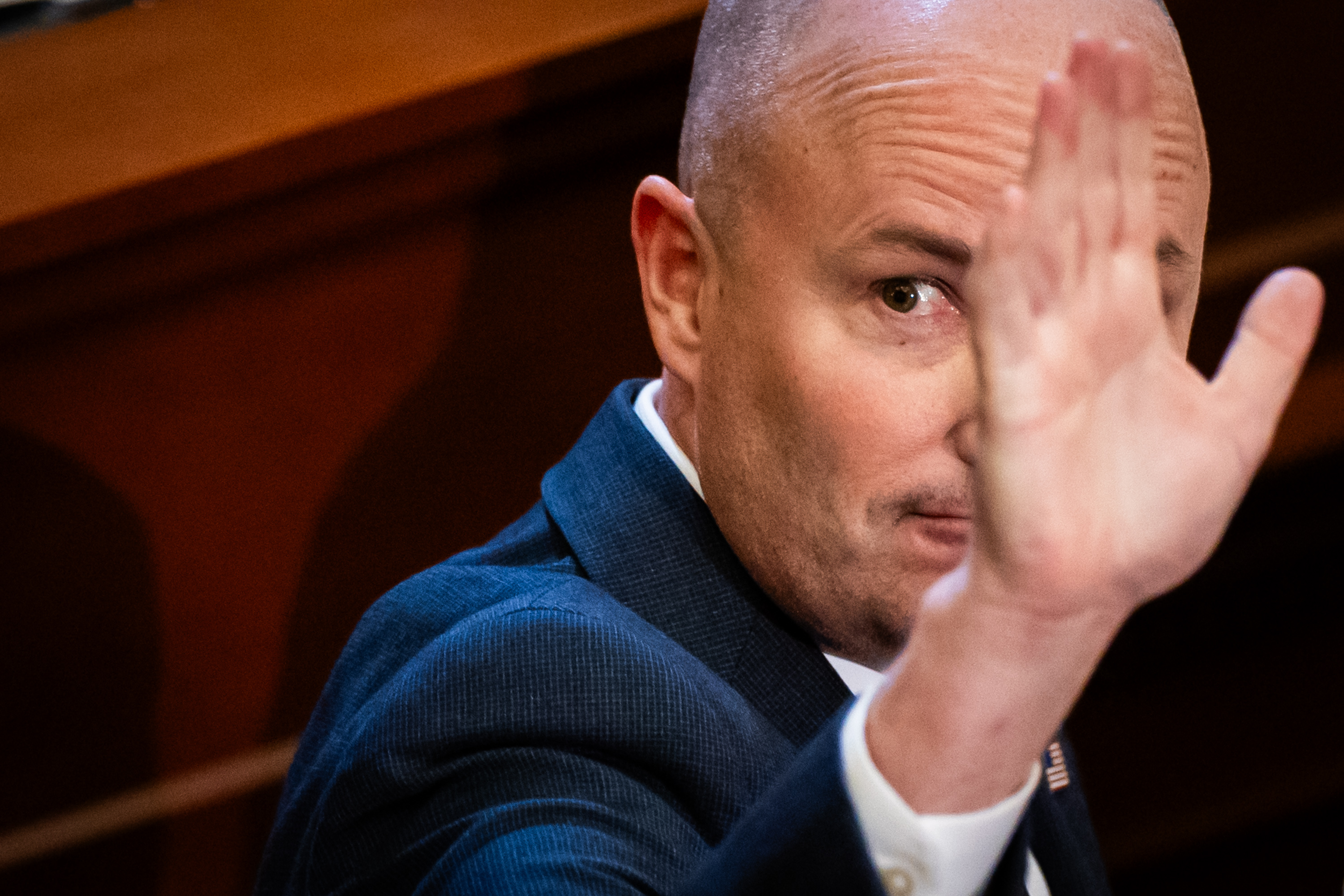 Gov. Spencer Cox waves to the crowd after his 2026 State of the State address in the House chamber at the Capitol in Salt Lake City on Thursday.