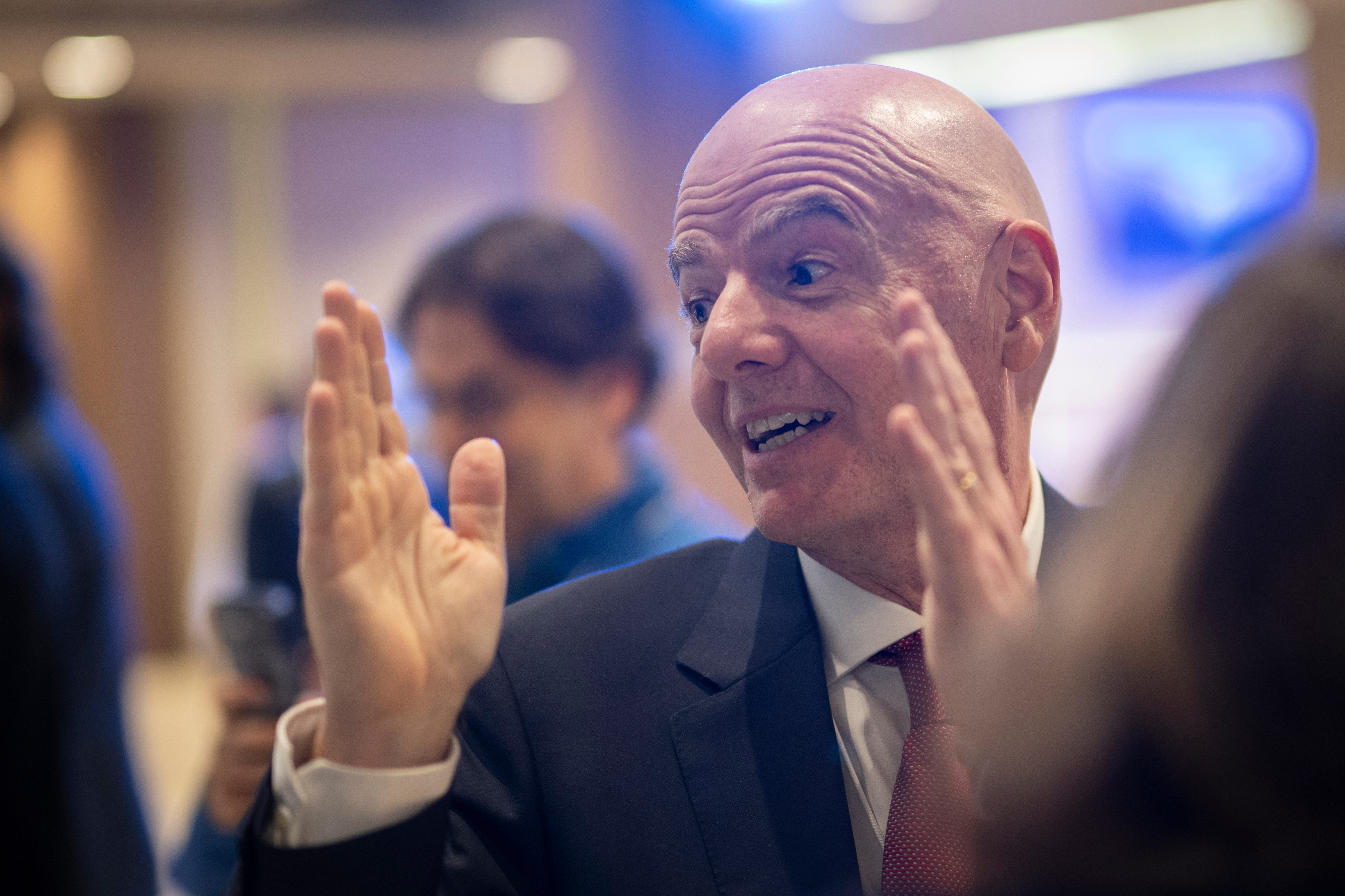 FIFA president Gianni Infantino during the Annual Meeting of the World Economic Forum in Davos, Switzerland, Thursday, Jan. 22, 2026. 