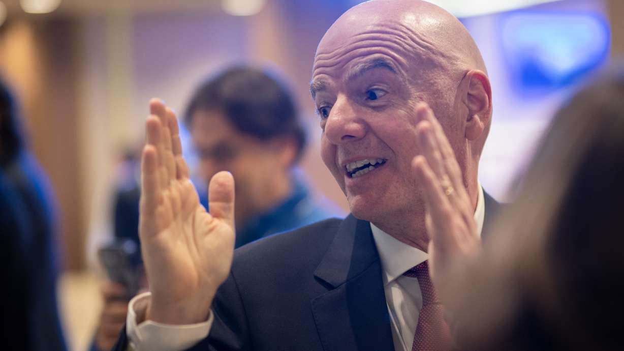 FIFA president Gianni Infantino during the Annual Meeting of the World Economic Forum in Davos, Switzerland, Thursday, Jan. 22, 2026.