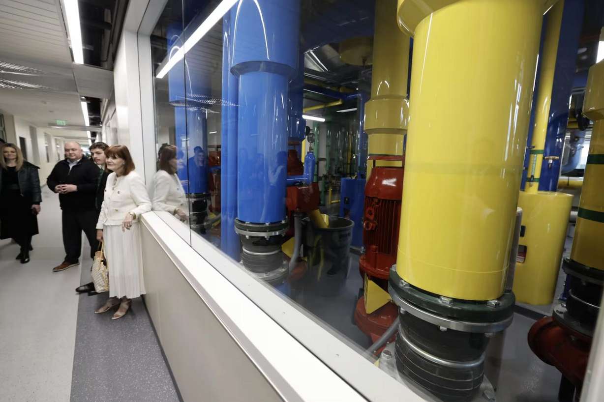 A tour is taken of the Scott M. Smith Building for the College of Engineering & Technology on Utah Valley University's campus in Orem on Thursday.