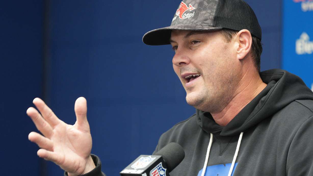 Indianapolis Colts quarterback Philip Rivers speaks during a news conference following an NFL football game against the Jacksonville Jaguars Sunday, Dec. 28, 2025, in Indianapolis.