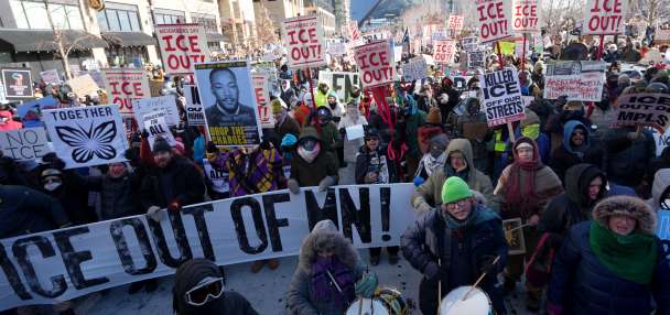 Thousands rally against immigration enforcement in subzero Minnesota temperatures