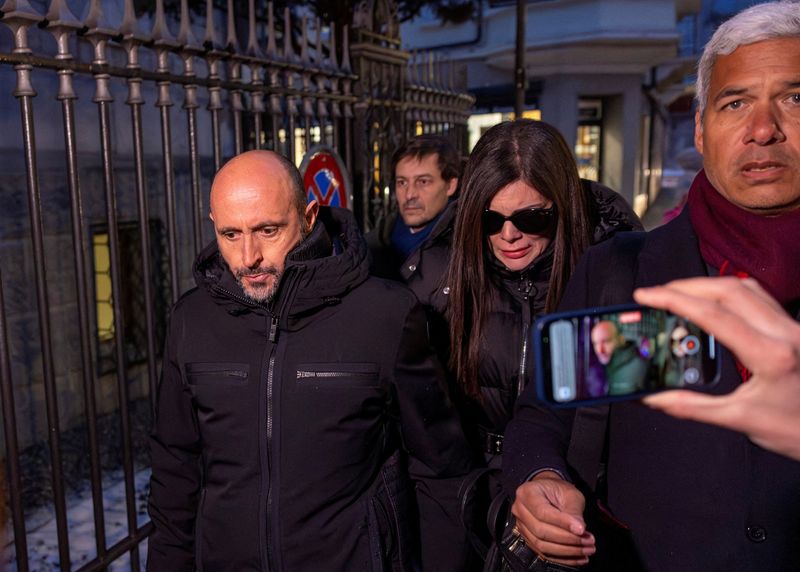 Jacques and Jessica Moretti, the couple who ran the Swiss bar in the ski resort of Crans-Montana which burst into flames during a New Year's Eve party, arrive for questioning at the Public Ministry of the Canton of Valais in Sion in southwestern Switzerland, Jan. 9.