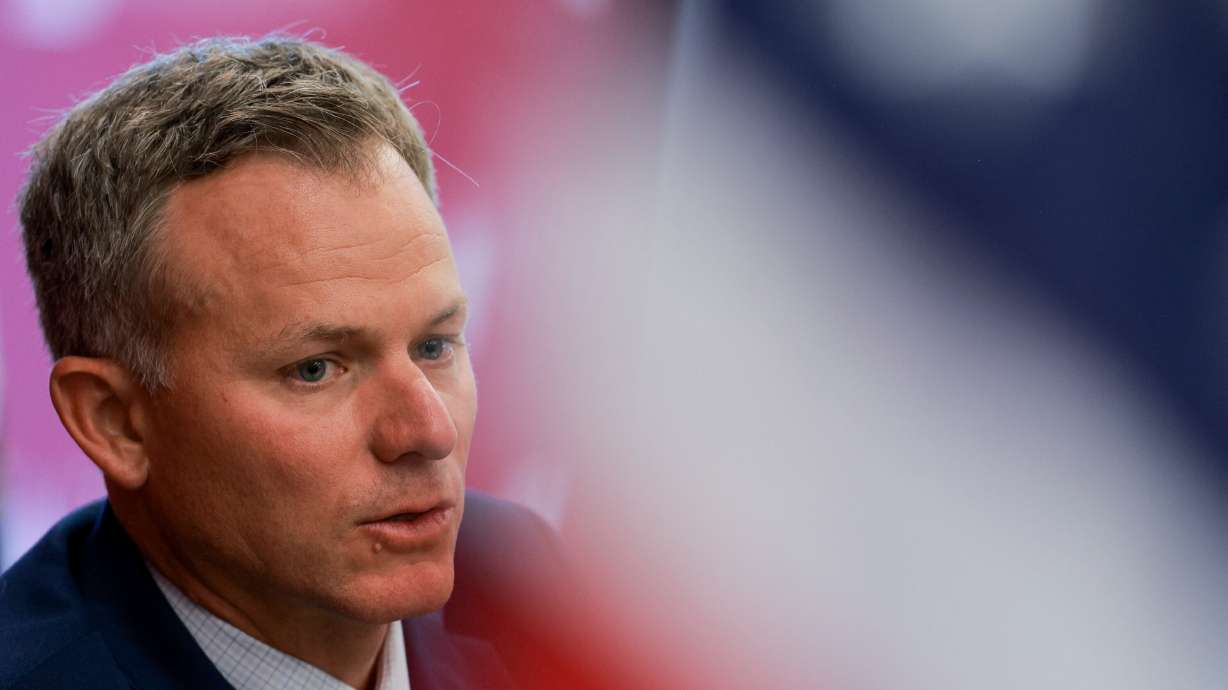 Rep. Blake Moore speaks during a Sutherland Institute congressional series event at the Hinckley Institute of Politics at the University of Utah in Salt Lake City on Aug. 18, 2025. Groups like the Friends of Denmark Caucus are typically ceremonial, Moore said. That is, until the president gets involved.