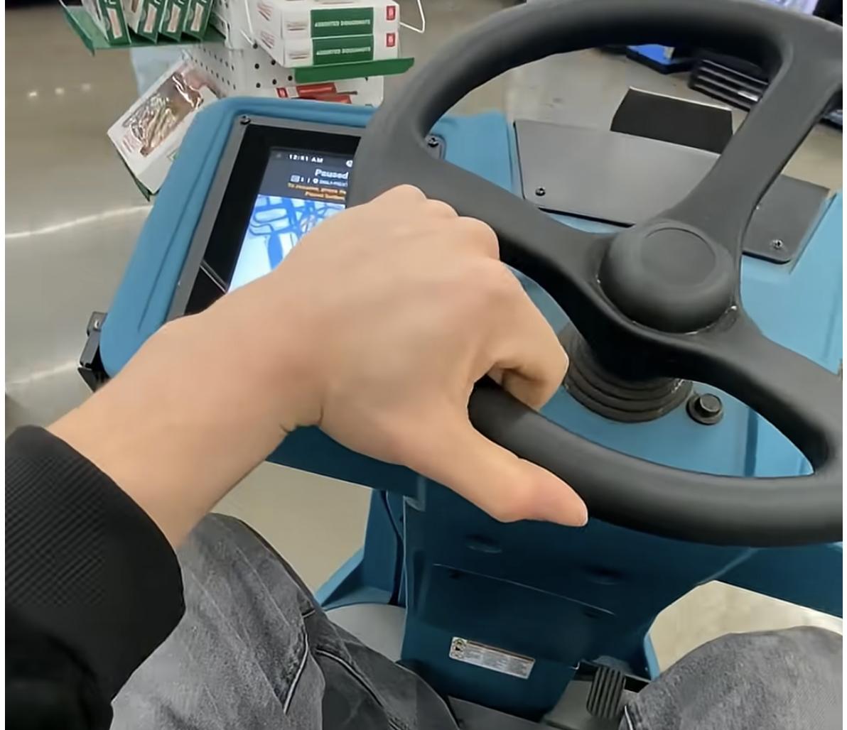A floor cleaner went full Tokyo Drift on Jan. 3 at a Walmart in San Francisco, Calif.