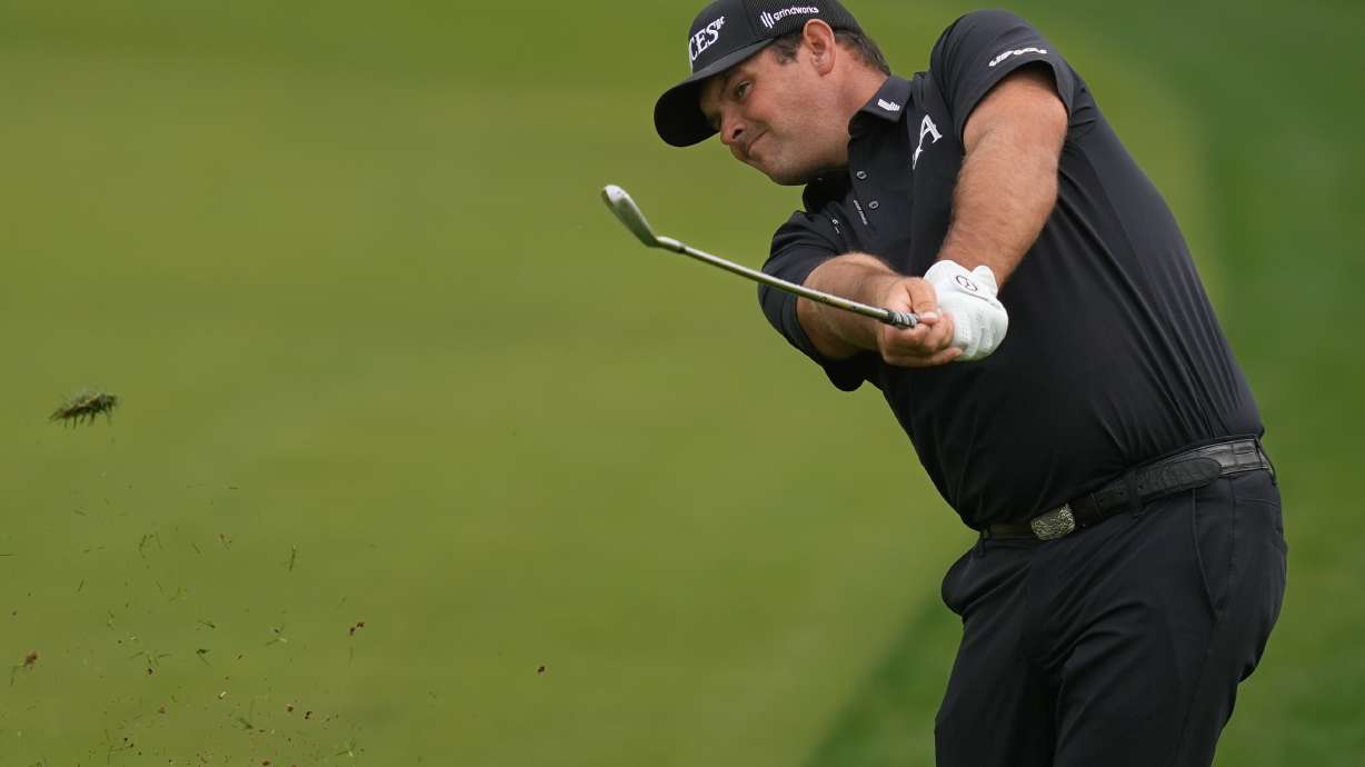 Patrick Reed of the United States plays his second shot on the 8th hole during the final round of the Dubai Desert Classic in United Arab Emirates, Sunday, Jan. 25, 2026.