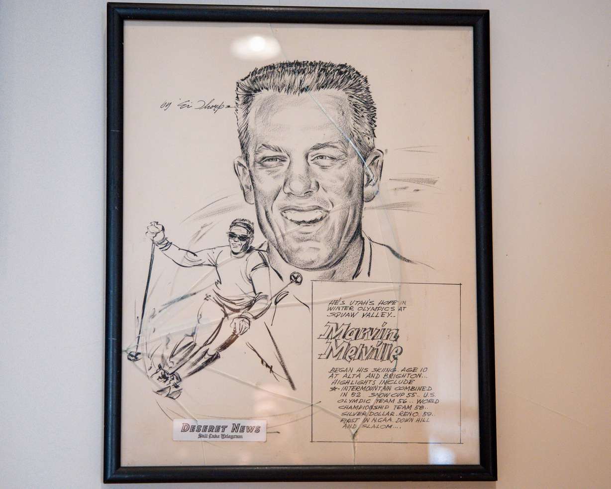 An old Deseret News illustration hangs on the wall of Marvin Melville’s home in Cottonwood Heights on Dec. 15, 2025.