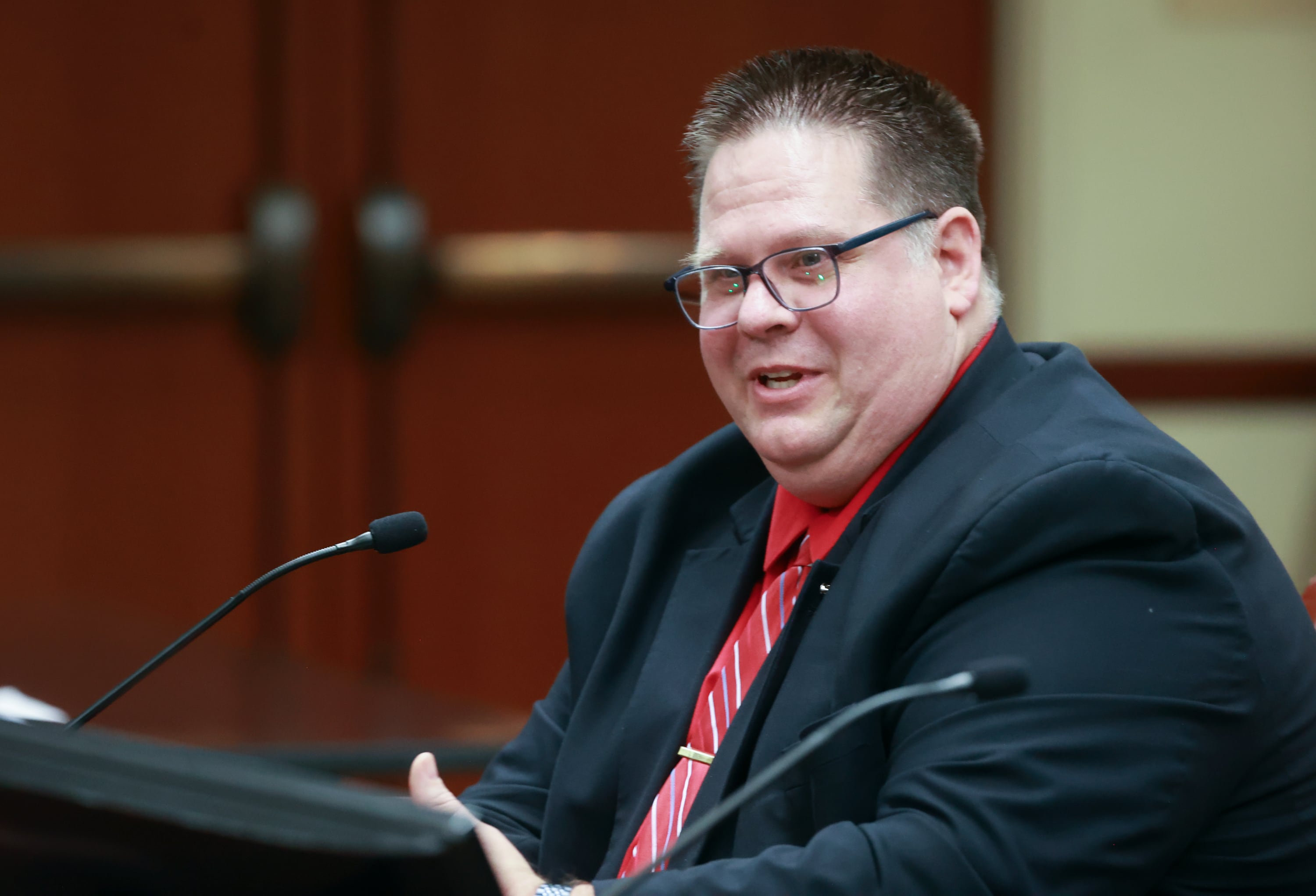 Ryan Cowley, state elections director, speaks in favor of HB0209 Voting Amendments during a House Government Operations Standing Committee meeting in the House Building in Salt Lake City on Wednesday.