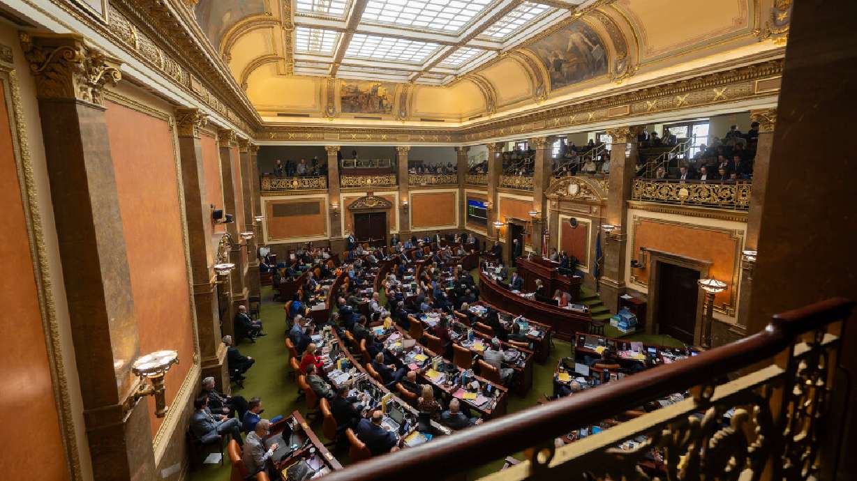 Members of the House of Representatives and Senate listen as Chief Justice Matthew Durrant delivers the State of the Judiciary address on the first day of the 2026 legislative session in Salt Lake City on Jan. 20.