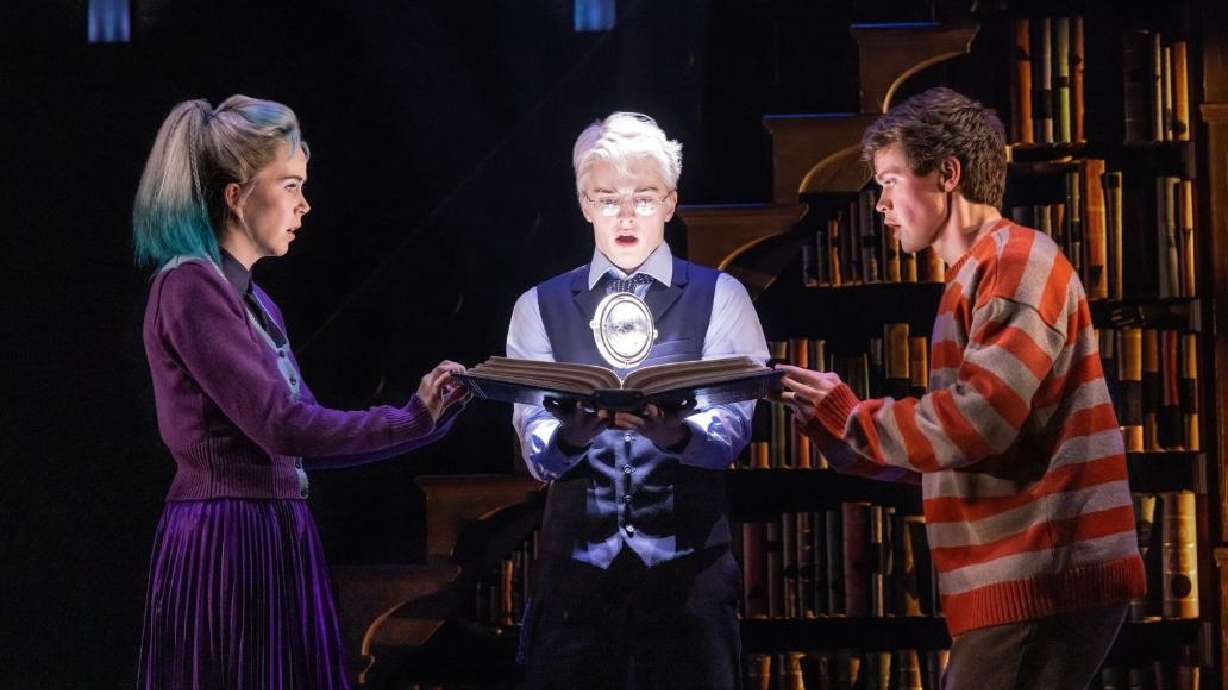 Julia Nightingale, Delphi Diggory, Aidan Close as Scorpius Malfoy and Emmet Smith as Albus Potter in Broadway in America North American Tour of "Harry Potter and the Cursed Child."