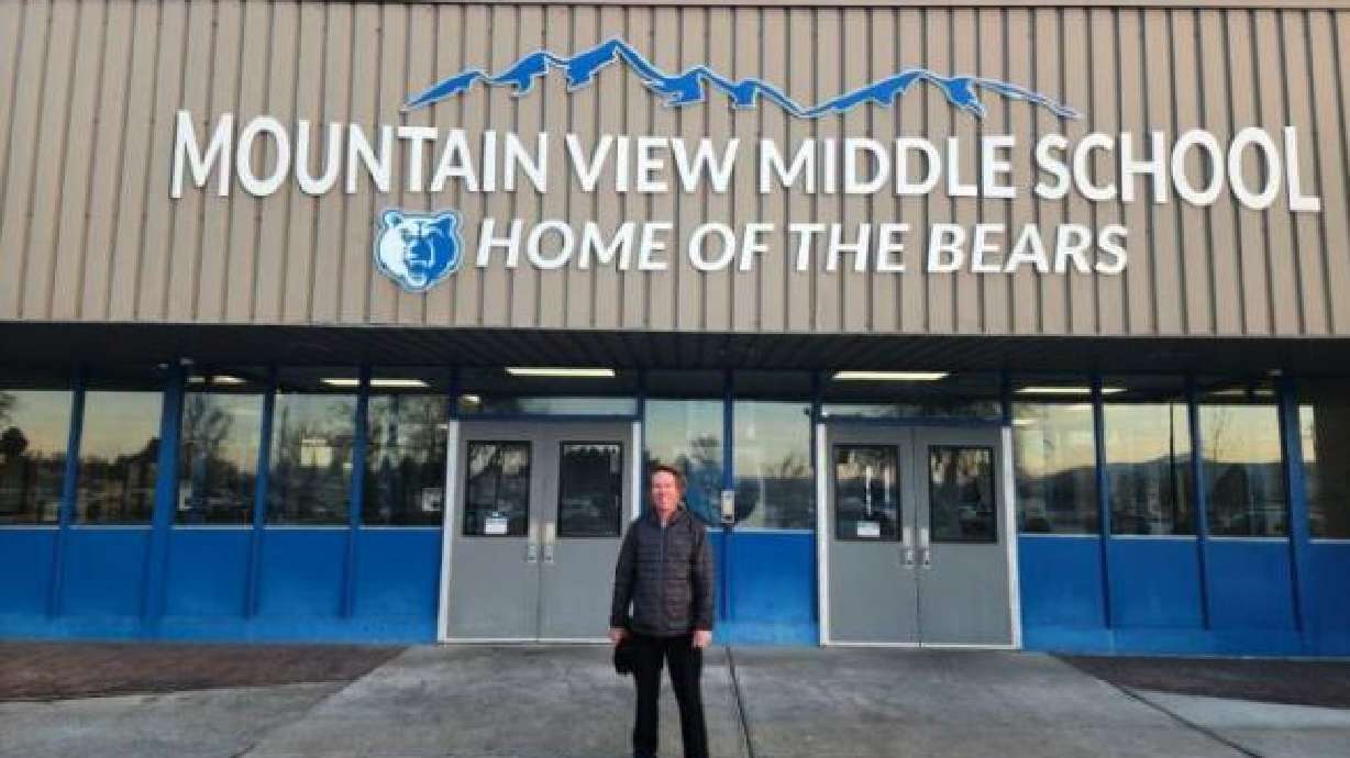 Science teacher Alan Southern in front of the doors of Mountain View Middle School in Blackfoot. The minute kids walk into Mr. Alan Southern’s classroom, they are captivated by his enthusiasm for teaching science.