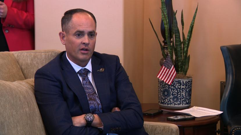 Sen. Majority Assistant Whip Mike McKell, R-Spanish Fork, speaks with reporters on Monday.