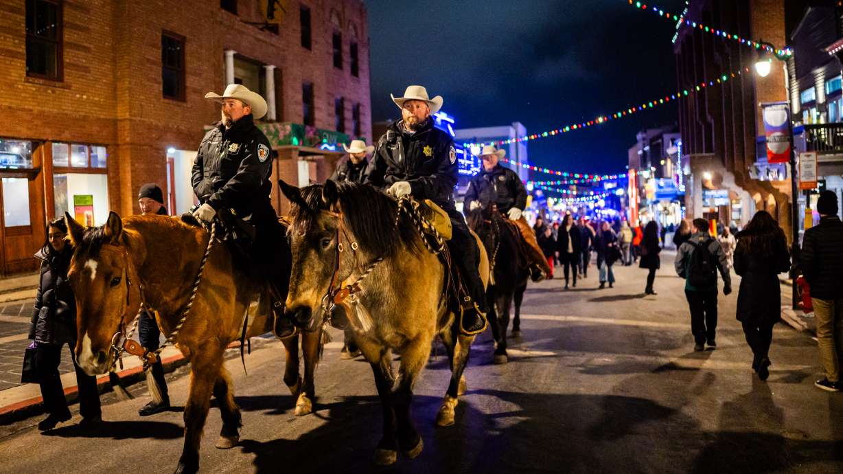Summit County sheriff's deputies in Park City during the Sundance Film Festival on Friday. Prosecutors are seeking hate crime penalty enhancements after charging a Centerville man with assaulting a congressman at a Sundance party.
