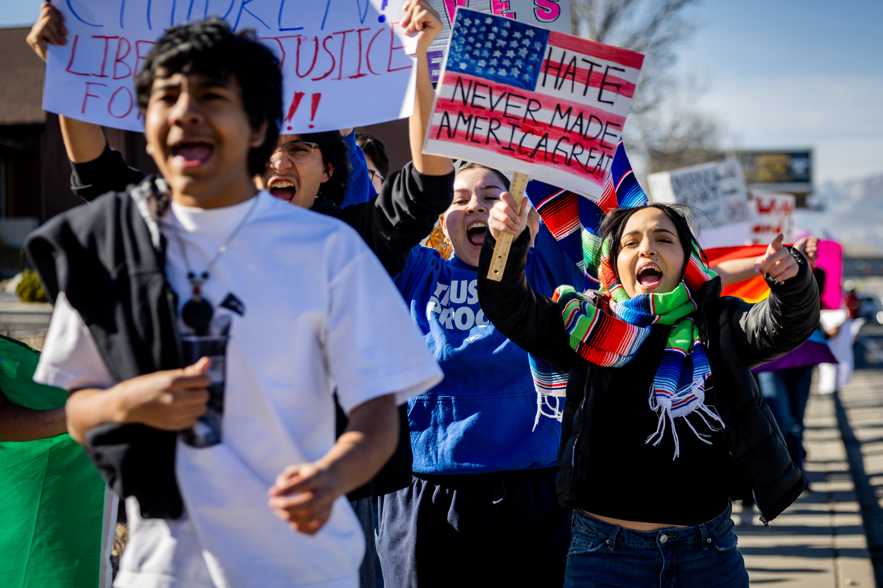Students from Kearns High School walkout to protest ICE at Kearns High School  in Kearns on Tuesday.