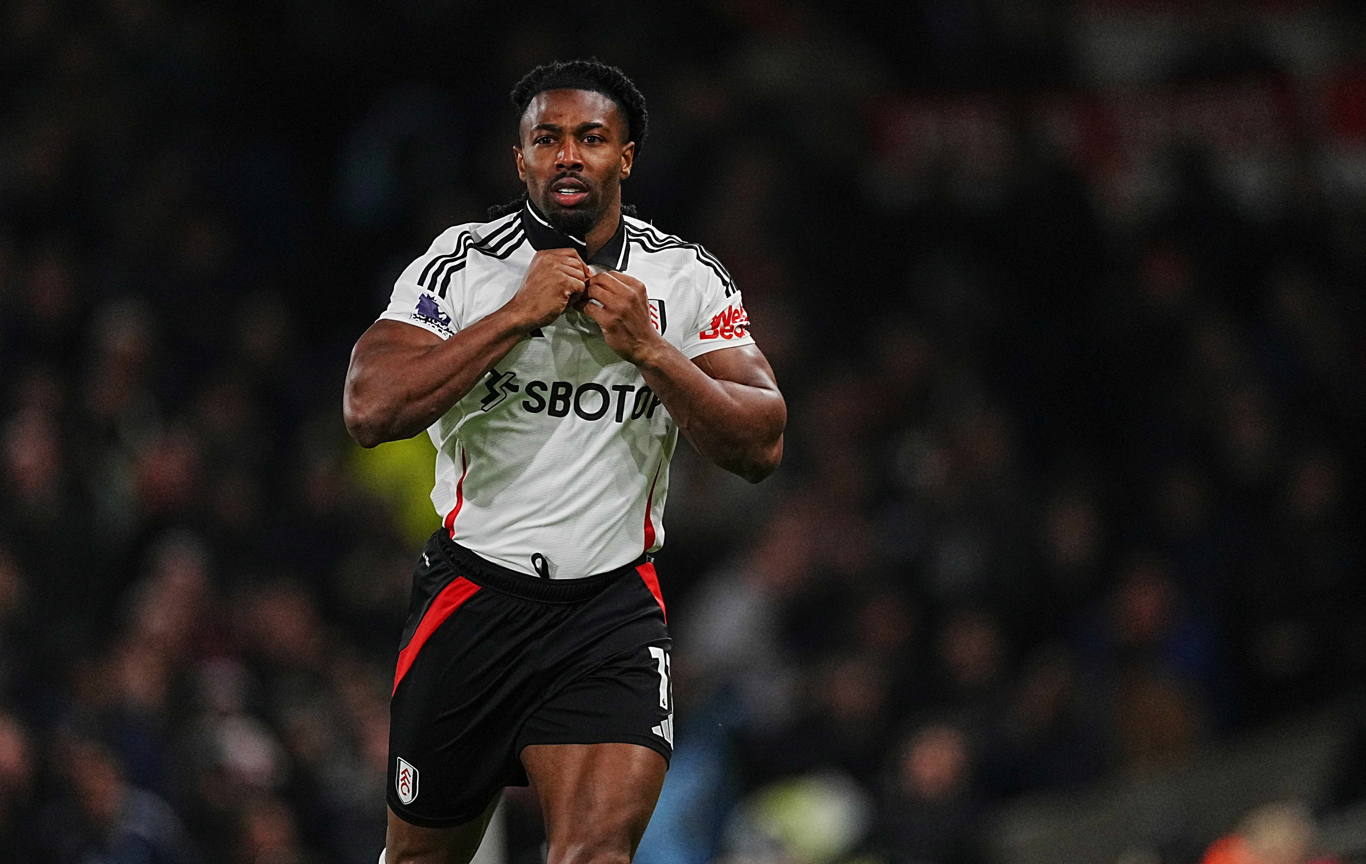 FILE - Fulham's Adama Traore during the English Premier League soccer match between Fulham and Manchester United, at the Craven Cottage Stadium in London, Sunday, Jan 26, 2025. 