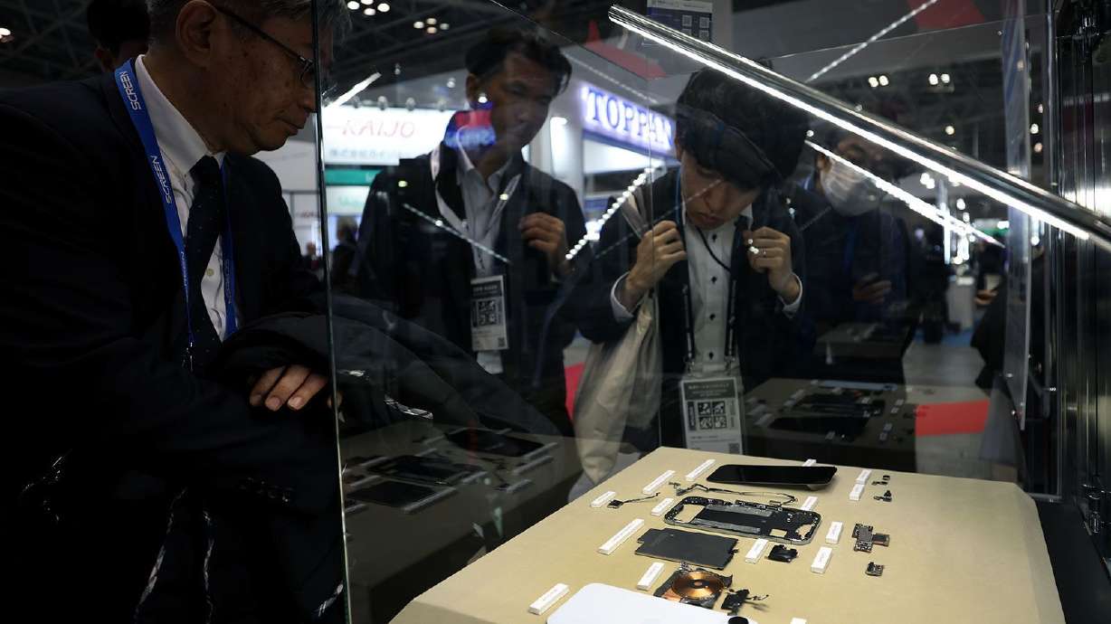 Components of an iPhone Air are displayed in Tokyo, Japan, on Dec. 18, 2025. Apple bet big on a dramatic redesign of its iPhone last year, the biggest shakeup to its flagship smartphone in nearly a decade.
