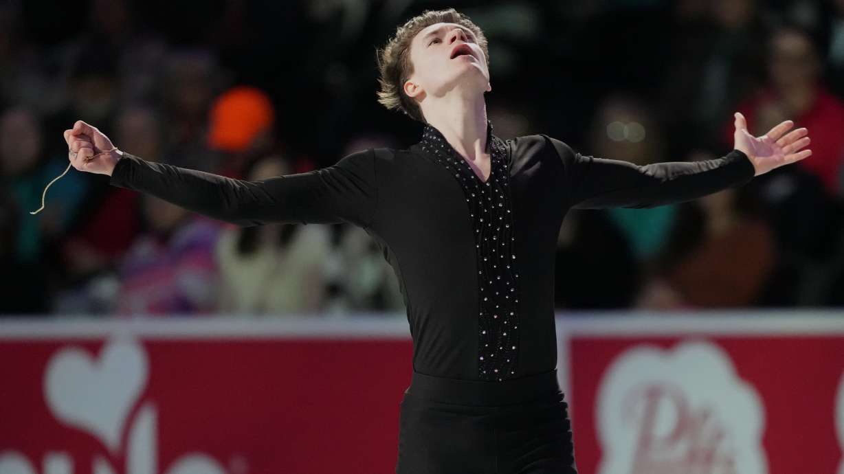 Maxim Naumov skates during the "Making Team USA" performance at the U.S. Figure Skating Championships, Sunday, Jan. 11, 2026, in St. Louis.